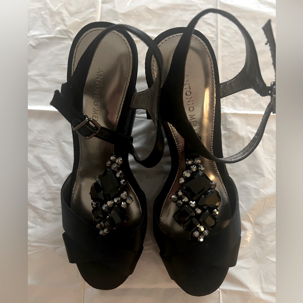 Antonio Melani Aubrey 002 Black Satin Shoes Brand Never Bern Worn
